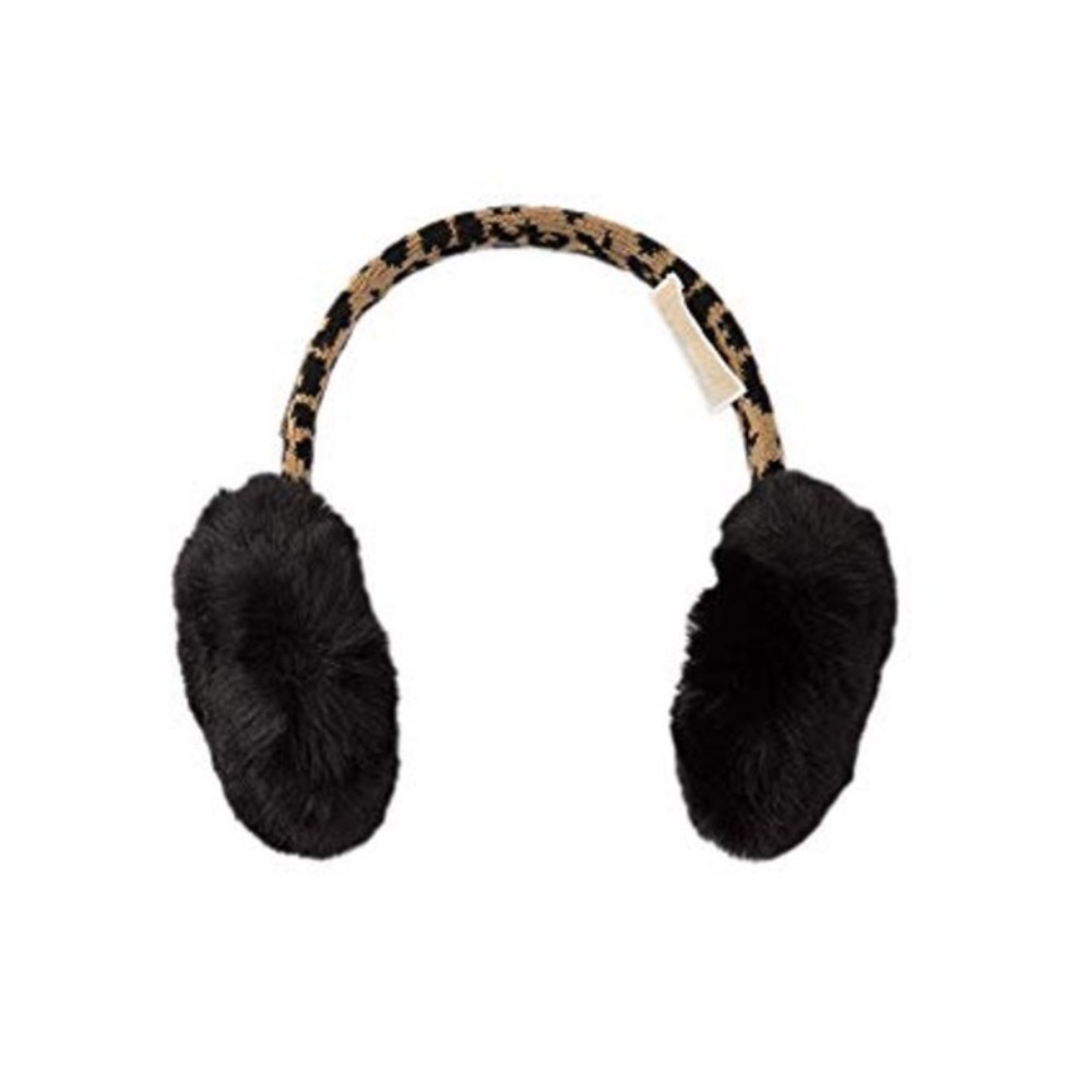 Michael Kors Leopard Knit & Faux Fur X Earmuffs